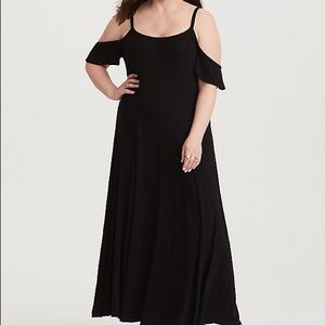 Torrid BLACK COLD SHOULDER JERSEY TRAPEZE MAXI